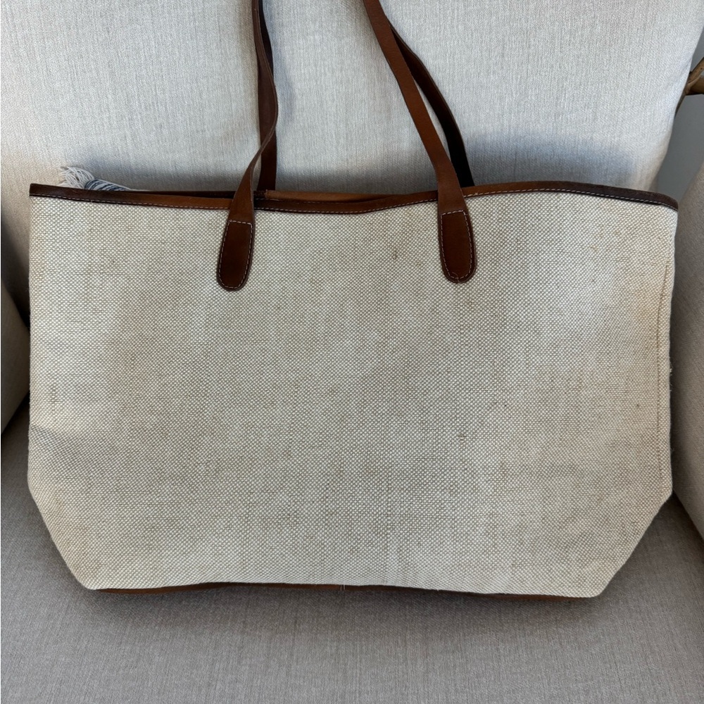 Extra Large Cream and Brown Tote Bag
